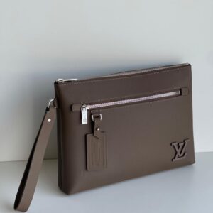 Brown Leather Wristlet Clutch product photo