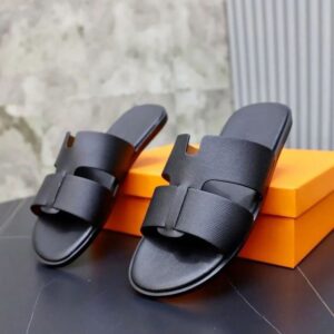 Black Leather Slide Sandals product photo